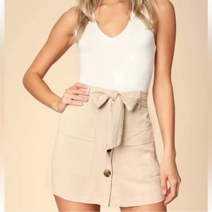 Lulus Jordine Beige Button Front Skort